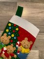 Handmade Christmas Stocking Vintage FINISHED Bucilla Teddy Bear Christmas Handmade Felt Christmas Stocking # 33253 Holiday Decor