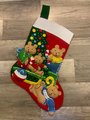Handmade Christmas Stocking Vintage FINISHED Bucilla Teddy Bear Christmas Handmade Felt Christmas Stocking # 33253 Holiday Decor