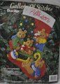 Handmade Christmas Stocking Vintage FINISHED Bucilla Teddy Bear Christmas Handmade Felt Christmas Stocking # 33253 Holiday Decor