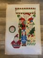 New Vintage ALEXA? Christmas Stocking Oodles of Santa Handpainted Needlepoint Canvas W/ Ornament Holiday Decor