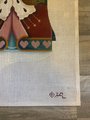 New Vintage MELISSA SHIRLEY DESIGNS Handpainted Christmas Stocking Hannah Rose Mrs. Claus with Gifts Holiday Sock Canvas