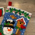 FINISHED Bucilla Christmas Stocking From Kit #86234 Snowman with Birds 18in - 2010 - Birds Pinecones Winter Birds Christmas Birds