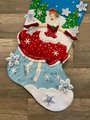 Christmas Stocking New Finished Bucilla CHRISTMAS SKATE 86979E 18in Ice Figure Skating a Felt Holiday Stocking