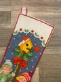 Retro Christmas Stocking, FINISHED Vintage Bucilla Kit, JUMBO Winter's Playmates Stocking 2810, Personalized Stockings, Embroidered Stocking
