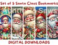 Christmas Bookmarks Santa Claus Bookmark - Set of 5 Printable Christmas Holiday Bookmarks - Book Lover Designs - Reading Gifts