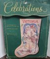 Handmade Christmas Stocking, New Vintage Finished BUCILLA Celebrations Counted Cross Stitch FATHER WINTER 84025 Embroidered Stockings