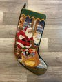 Custom Christmas Stocking Vintage Handmade Needlepoint Santa Claus W/ Toy Sack Holiday Stocking, Custom Finished Stocking, Fireplace Decor