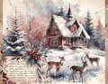 Christmas Printable Pages, Deer, Farm Rustic Vintage Holidays, Junk Journals, Vintage Scrapbooks, Digital Junk Journal, PNG & PDF Files