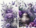 Fairies Junk Journal, Purple Junk Journal Kit, Digital Papers, Instant Printable Paper, Fairy Digital Paper Kit, PDF & PNG Files