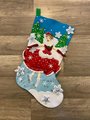 Christmas Stocking New Finished Bucilla CHRISTMAS SKATE 86979E 18in Ice Figure Skating a Felt Holiday Stocking
