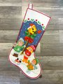 Retro Christmas Stocking, FINISHED Vintage Bucilla Kit, JUMBO Winter's Playmates Stocking 2810, Personalized Stockings, Embroidered Stocking