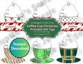 Christmas Gift Tags, Holiday Gift Tags, Christmas Tags, Whipped Cream Coffee Cup Printables, Junk Journal, Holiday Tags, Instant Download