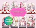 Printable Christmas Gift Tags, Pink Snowman Holiday Tags, Christmas Tags, Printables, Instant Print Tags, Holiday Gift Tags Instant Download