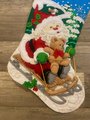 Handmade Christmas Stocking FINISHED Bucilla SANTA'S SLED Felt #86279 Embroidered Stocking Custom Stocking Teddy Bear Holiday Decor