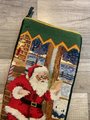 Custom Christmas Stocking Vintage Handmade Needlepoint Santa Claus W/ Toy Sack Holiday Stocking, Custom Finished Stocking, Fireplace Decor