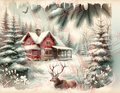 Christmas Printable Pages, Deer, Farm Rustic Vintage Holidays, Junk Journals, Vintage Scrapbooks, Digital Junk Journal, PNG & PDF Files