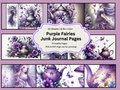 Fairies Junk Journal, Purple Junk Journal Kit, Digital Papers, Instant Printable Paper, Fairy Digital Paper Kit, PDF & PNG Files