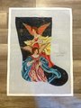 Christmas Stocking New Rare Handpainted Vintage BAROQUE ANGELS II 2 Needlepoint Christmas Stocking Canvas Holiday Decor Signed Canvas