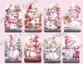 Printable Christmas Gift Tags, Pink Snowman Holiday Tags, Christmas Tags, Printables, Instant Print Tags, Holiday Gift Tags Instant Download