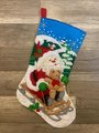 Handmade Christmas Stocking FINISHED Bucilla SANTA'S SLED Felt #86279 Embroidered Stocking Custom Stocking Teddy Bear Holiday Decor