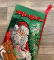 Handmade Christmas Stocking, NEW Vintage Candamar Designs, Santa & Teddy Bear, Something Special Holiday Stocking, Personalized Stocking