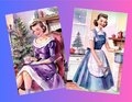 Christmas Junk Journal Kit, Retro Christmas Printables, 1950's Vintage Ladies, Printable Christmas Digital Instant Download, 12 Designs!