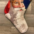 Christmas Stocking New Finished Handmade BUCILLA 1990s JOLLY Old St. NICK Needlepoint Holiday Stocking 60723 Holiday Decor