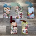Vintage Christmas Gift Tags, Loaded Junk Journal Tags, Handmade Scrapbooking Ephemera, Retro Holiday Tag, Journal Supplies, Ready to Ship!