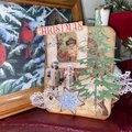 Retro Christmas Pockets , Loaded Junk Journal Pockets, Handmade Journal Supplies, Vintage Scrapbooking Ephemera, Ready to Ship!