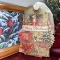 Retro Christmas Gift Tags, Loaded Junk Journal Tags, Vintage Journal Supplies, Scrapbooking Ephemera, Handmade Holiday Tag, Ready to Ship!