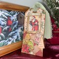 Retro Christmas Gift Tags, Loaded Junk Journal Tags, Vintage Journal Supplies, Scrapbooking Ephemera, Handmade Holiday Tag, Ready to Ship!