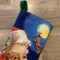 Christmas Stocking New Finished Handmade BUCILLA 1990s JOLLY Old St. NICK Needlepoint Holiday Stocking 60723 Holiday Decor
