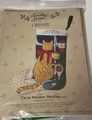 Custom Christmas Stocking, NEW Handmade Vintage 1986 Crewel Candamar Designs, Cat in Window 40207 Something Special Holiday Stocking
