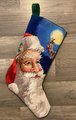 Christmas Stocking New Finished Handmade BUCILLA 1990s JOLLY Old St. NICK Needlepoint Holiday Stocking 60723 Holiday Decor