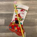 Finished JUMBO Christmas Stocking, Bucilla SANTA TRAIN 20" Embroidered Stockings, Traditional Stockings, Holiday Decor