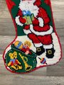 JUMBO Christmas Stocking, New BUCILLA Handmade Needlepoint Santa with Bag 60547 Holiday Stocking Circa 1970's Holiday Decor