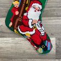 Handmade Christmas Stocking Mail Bag, Vintage Bucilla Finished Kit Grandfather Clock Needlepoint Painted Christmas Decor Santa Kids