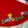 Handmade Vintage Tree Skirt, Finished Bucilla TEDDY BEARS Tree Skirt, Table Cover #83136 Handmade Tree Rocking Horse Toys Noel