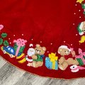 Handmade Vintage Tree Skirt, Finished Bucilla TEDDY BEARS Tree Skirt, Table Cover #83136 Handmade Tree Rocking Horse Toys Noel