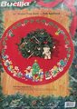 Handmade Vintage Tree Skirt, Finished Bucilla TEDDY BEARS Tree Skirt, Table Cover #83136 Handmade Tree Rocking Horse Toys Noel