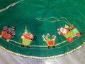 LeeWards Vintage 1971 Tree Skirt, Handmade Santa's Express Train Tree Skirt, Table Cover Handmade Tree Rocking Horse Toys Noel