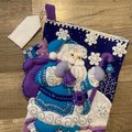New Christmas Stocking Handmade ARCTIC SANTA Embroidered Stocking Finished Bucilla Kit Felt Winter Art Decor Polar Bears