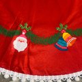 Handmade Vintage Tree Skirt, Finished Bucilla Crewel YULETIDE ORNAMENTS Tree Skirt, Table Cover #2316 Handmade Tree Santa Bells Angel