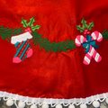 Handmade Vintage Tree Skirt, Finished Bucilla Crewel YULETIDE ORNAMENTS Tree Skirt, Table Cover #2316 Handmade Tree Santa Bells Angel