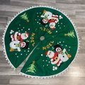 Vintage 1970s Tree Skirt, Handmade Bucilla NOEL Tree Skirt 2817, Table Cover Handmade Santa Snowman Holiday Decor