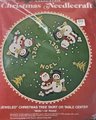 Vintage 1970s Tree Skirt, Handmade Bucilla NOEL Tree Skirt 2817, Table Cover Handmade Santa Snowman Holiday Decor