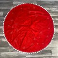 Handmade Vintage Tree Skirt, Finished Bucilla Santa Ornaments Tree Skirt 1635, Table Cover UNCUT Handmade Decorations Snowflakes