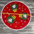 Handmade Vintage Tree Skirt, Finished Bucilla Santa Ornaments Tree Skirt 1635, Table Cover UNCUT Handmade Decorations Snowflakes
