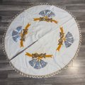 Handmade Vintage Tree Skirt, Finished Edna Looney Christmas Bells Ornaments Tree Skirt, Table Cover Handmade Decorations Silver Bells