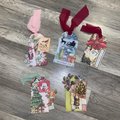Retro Christmas Gift Tags, Loaded Junk Journal Tags, Handmade Scrapbooking Ephemera, Vintage Holiday Tag, Journal Supplies, Ready to Ship!